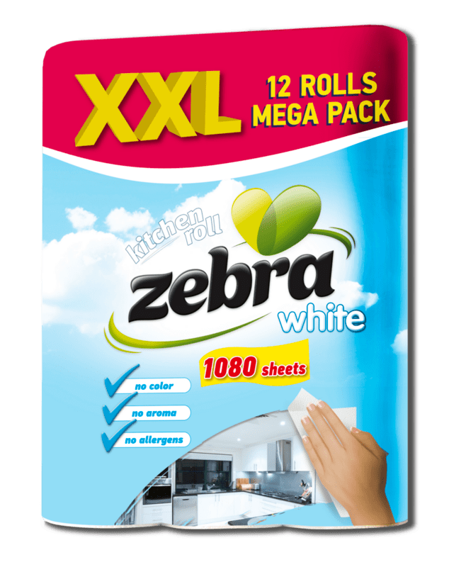 КУХНЕНСКА ХАРТИЯ ЗЕБРА,ТРИ ПЛАСТОВА, 12 РОЛКИ